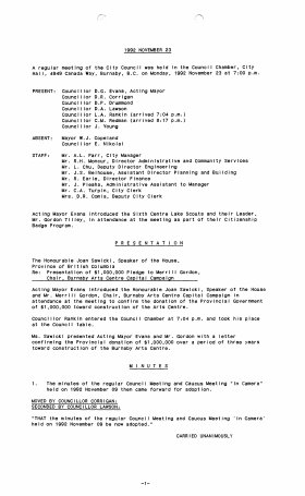 23-Nov-1992 Meeting Minutes pdf thumbnail