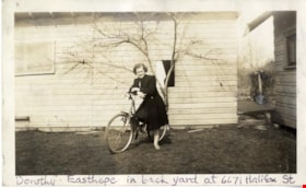 Dorothy Easthope with bike, [between 1940 and 1960] thumbnail