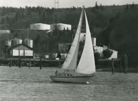 Man sailing around Barnet Inlet, ca.1983 thumbnail