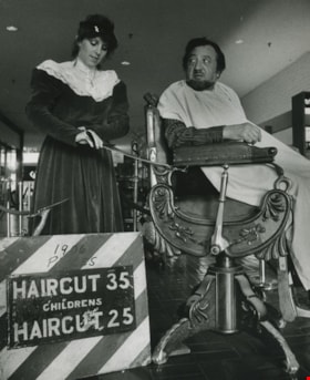 At a Barber Shop - Tracey Fedorchuck, Barber and Al Principe, ca.1983 thumbnail
