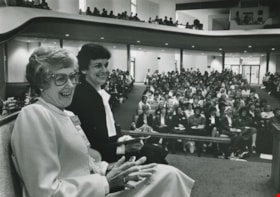 Two women sitting on stage, ca.1983 thumbnail