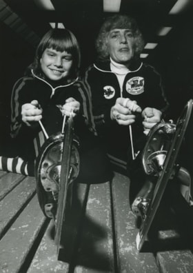 Haida Speed Skaters Club - President Agatha Van Der Starre and Ellen Brabander, ca.1982 thumbnail