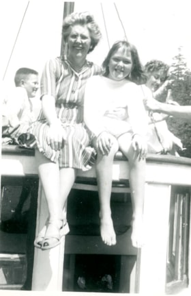 Jack and Edith with Aunt Rita on boat, [1939] thumbnail