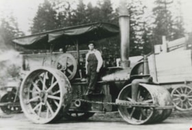 Bert Porter on a steamroller, [1919] (date of original), copied 1985 thumbnail