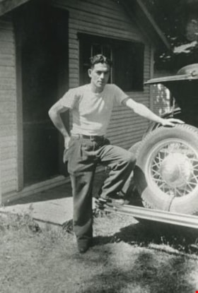 Maurice Dodge and Model A Ford, 1933 (date of original), copied 1986 thumbnail
