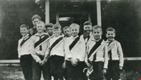 Boys in front of Northeast Farmers' Institute, [1926] (date of original), copied 1986 thumbnail