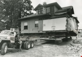 Royal Oak Funeral Chapel being dragged by a truck, [November] 1981 thumbnail