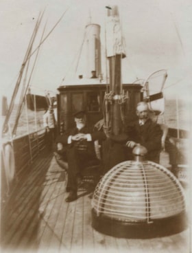 Two men on steamboat, [1900] thumbnail