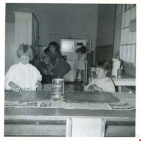 Children finger painting in a classroom, [between 1957 and 1968] thumbnail