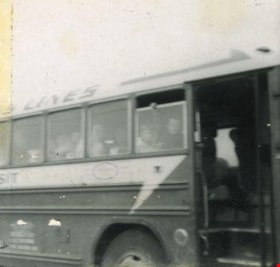 Open door of a chartered bus, [between 1957 and 1968] thumbnail
