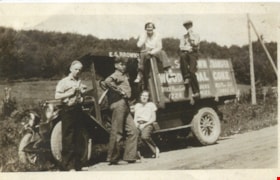 Ed Brown and daughters with his truck, [1925] thumbnail