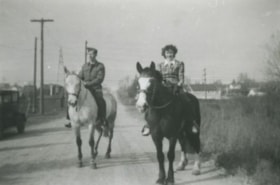 Wes and Molly Darling on horseback, 1944 (date of original), copied [1991] thumbnail