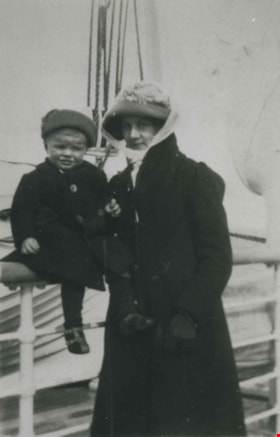 Woman and boy on a ship, [191-?] (date of original), copied 1992 thumbnail