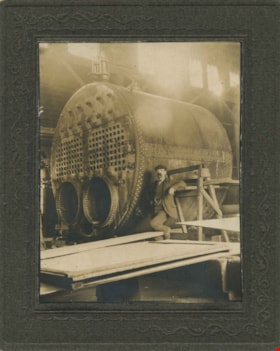 Dugland C. Patterson Sr. beside his boiler, [1903 or 1904] thumbnail