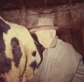 Gordon Lubbock milking a cow, [1960] thumbnail