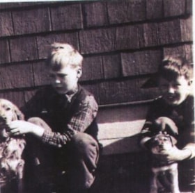 Two boys in front of Seaforth School, [1945] (date of original), copied ca. 1996 thumbnail
