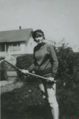 Hilda Paige with her Lacrosse Stick, June 30, 1930 (date of original), copied 1991 thumbnail
