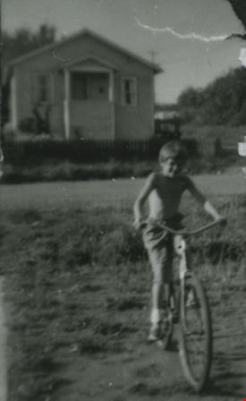 Dan Murray on a bicycle, [between 1953 and 1957] (date of original), copied 1991 thumbnail
