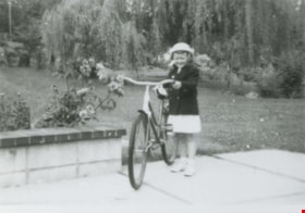 Valerie Shantz with her bicycle, [1960] (date of original), copied 1991 thumbnail