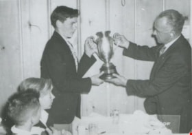Sunday School Soccer League Trophy Presentation, 1957 (date of original), copied 1991 thumbnail
