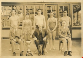 Swim team with trophy, [1943] thumbnail