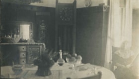 Kitty Hill in dining room of Broadview, [1910] thumbnail