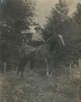 Annie Hill riding Tom, [1910] thumbnail