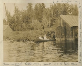 Kitty Hill and Florence Hart boating on Deer Lake, [1910] thumbnail