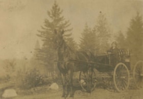 Kitty driving a horse-drawn carriage, [1910] thumbnail