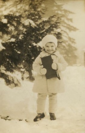 Anne Peers standing in the snow, [1932] thumbnail