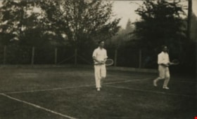 Playing tennis at Vancouver Lawn and Tennis Club, [1922] thumbnail