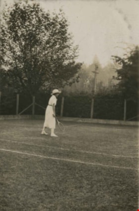 Playing tennis at the Vancouver Lawn and Tennis Club, [1922] thumbnail