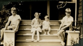 Children on steps of Hill Cottage, [1938] thumbnail