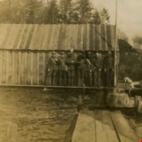 530th Duke of Connaught High School Cadet Corps at boathouse, 1915 thumbnail