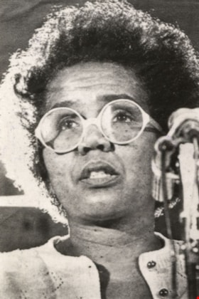 Rosemary Brown at the microphone, 1973 thumbnail