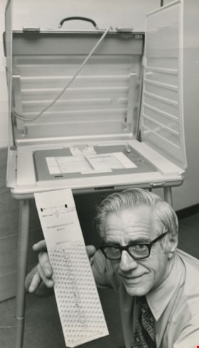 New voting machine and IBM voting card, 1972 thumbnail
