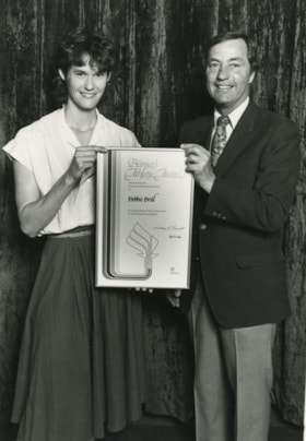 Debbie Brill receives Award from Premier Bill Bennett, April 1982 thumbnail