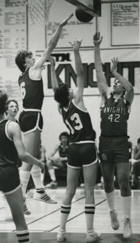 Men's high school basketball game, [between 1970 and 1980] thumbnail