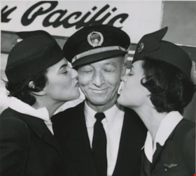 Ken D. Dewar with Colleen Foster and Joan Hutchinson, April 1958 thumbnail