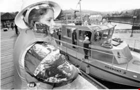 A girl overlooking a Fire Boat at Rocky Point Park, November, 1995 thumbnail