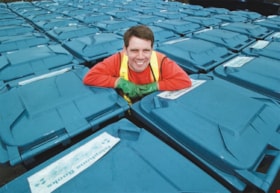 Scott Robertson with recycling blue bins, [2001] thumbnail