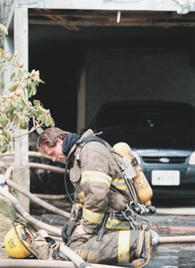 Fire fighter at Venables Street fire, [2001] thumbnail