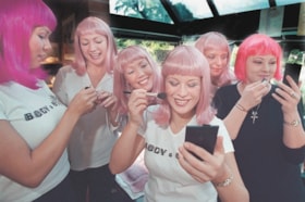 Women in pink wigs event, [2000] thumbnail