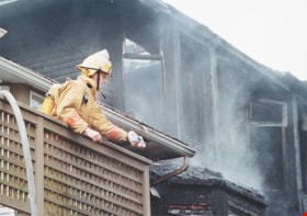 Fire fighter at Finch Court fire, [2000] thumbnail