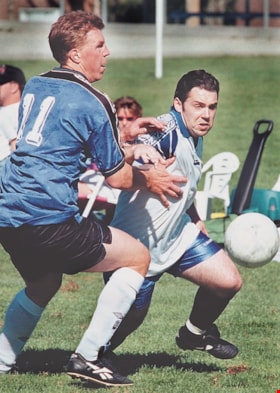 Burnaby Tier One Men's League soccer game, [1999] thumbnail