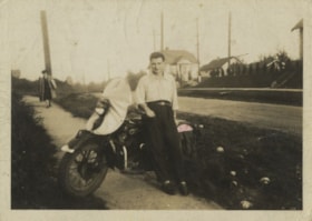 John Yanko with his motorcycle, 1941 thumbnail