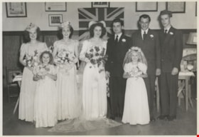 Lillian and John with their wedding party, October 16, 1948 thumbnail