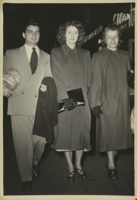 John, Lillian and Jenny in downtown Vancouver, October 22, 1949 thumbnail
