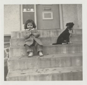 Sherrie with Tippy the dog, 1957 thumbnail