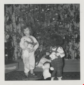 Rhonda and Sherrie at Christmas, December 1957 thumbnail